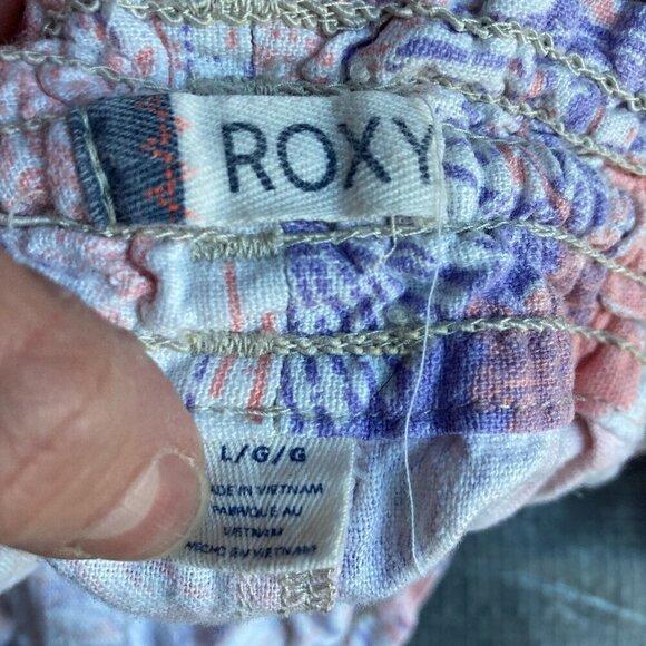 ROXY Beach pastels shorts size large with rope pull tie waist - Picture 4 of 8